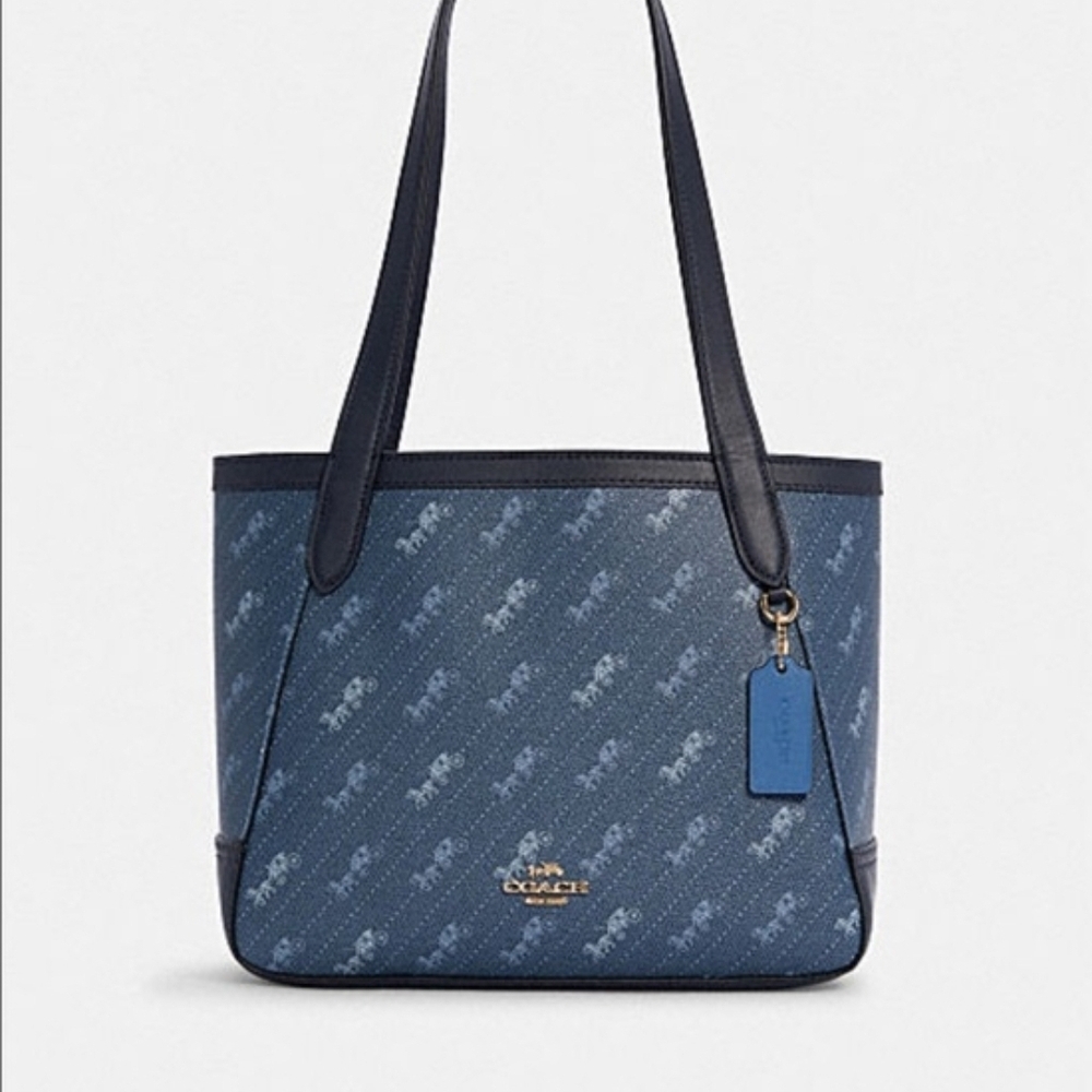 NWT Coach Tote 27 With Horse and Carriage Dot Print
